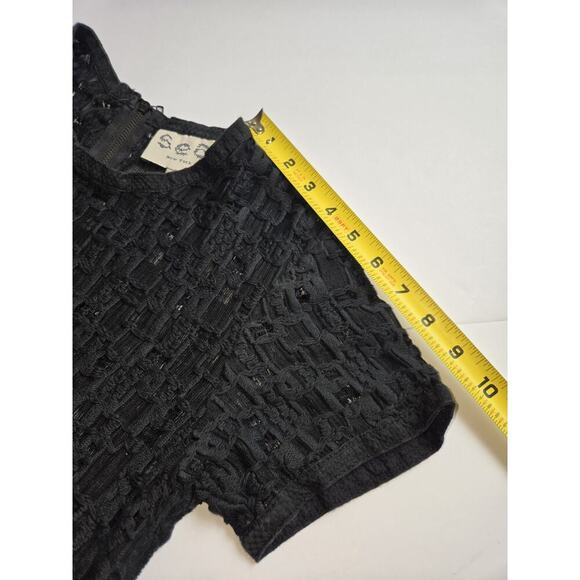 SEA New York Black Lace Shirt 1/2 Zip Breathable Mesh Size 2 Black EUC - Picture 8 of 11